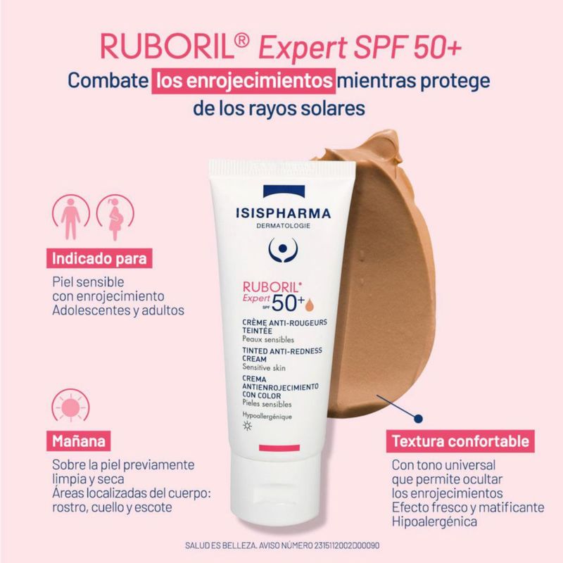 Isispharma Ruboril Expert FPS50 Anti-rojeces crema protectora con color 40 ml