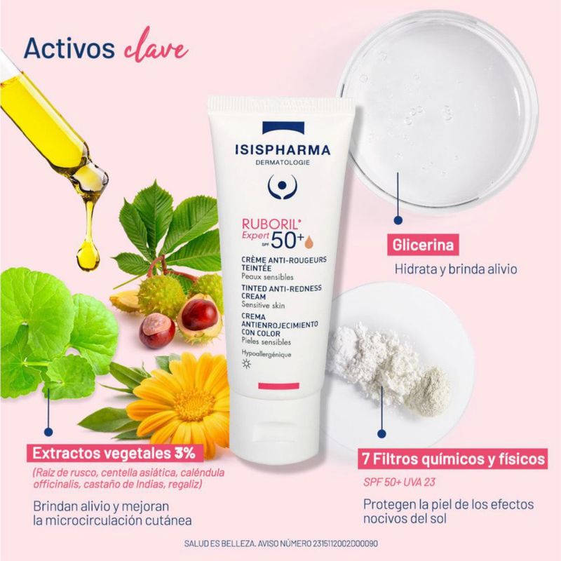 Isispharma Ruboril Expert FPS50 Anti-rojeces crema protectora con color 40 ml
