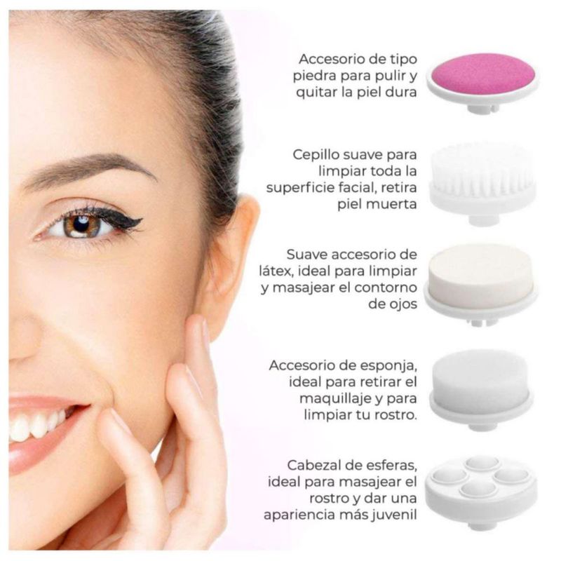 Limpiador Facial Eléctrico 5 En 1 Masajeador Exfoliante Suavizante
