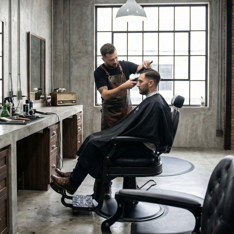 Sillón de Barbería Clásico Profesional Bergamo Vanlig Negro Acero Reforzado Base Cromada