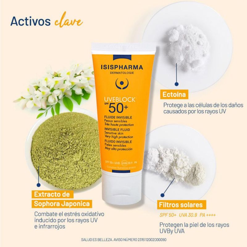 Isispharma Uveblock FPS50 Fluido invisible para pieles sensibles 40 ml