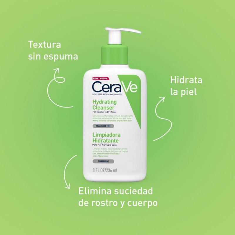 CeraVe Gel limpiador hidratante facial y corporal 236 ml