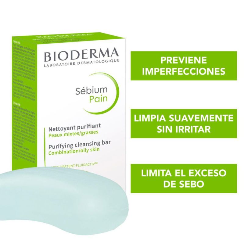 Bioderma Sébium Pain Barra limpiadora para piel mixta a grasa 100 gr