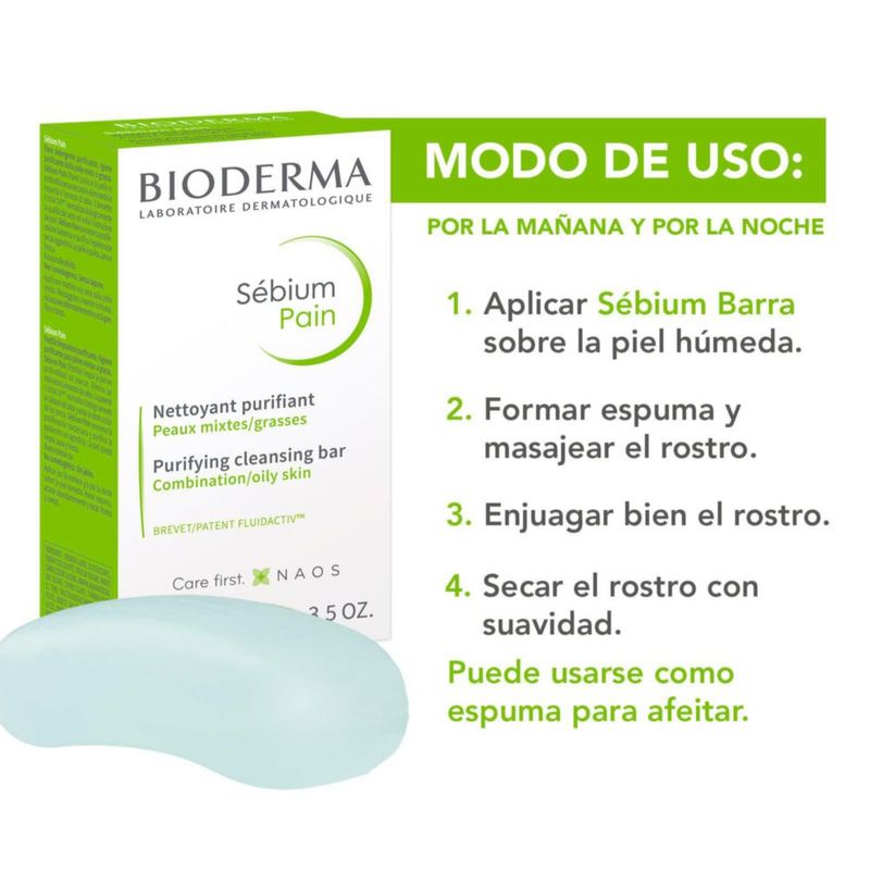 Bioderma Sébium Pain Barra limpiadora para piel mixta a grasa 100 gr