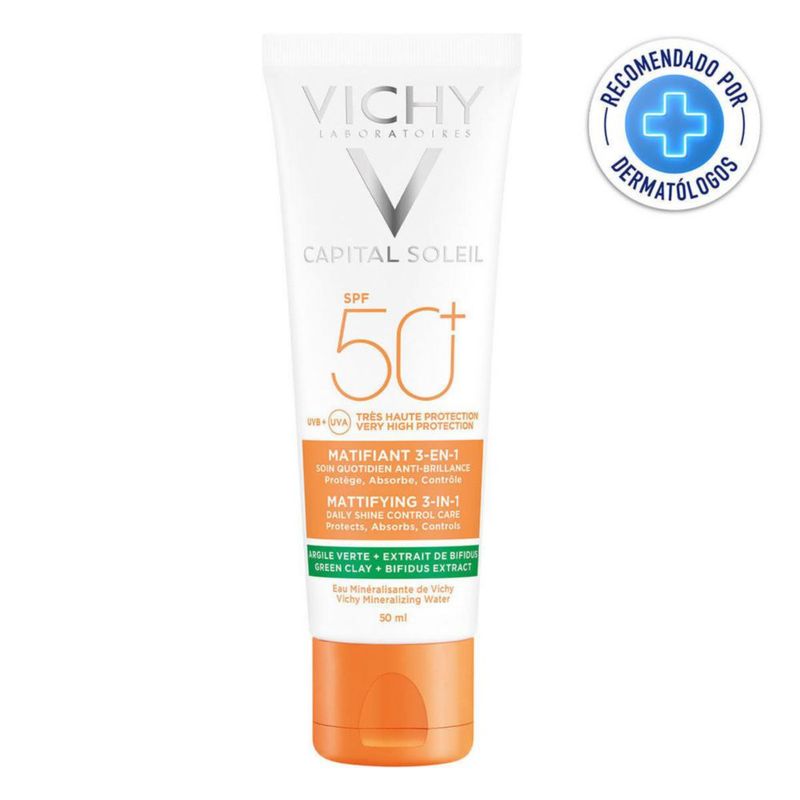 Vichy Capital soleil Matificante 3 en 1 FPS50 Protección solar para piel mixta a grasa 50 ml