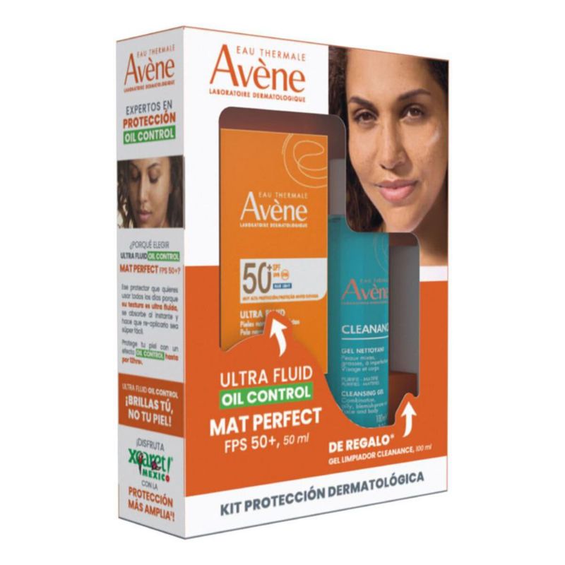 Avene Kit Protector Solar Ultra Fluid Oil Control Mat Perfect FPS50 y Cleanance Gel Limpiador