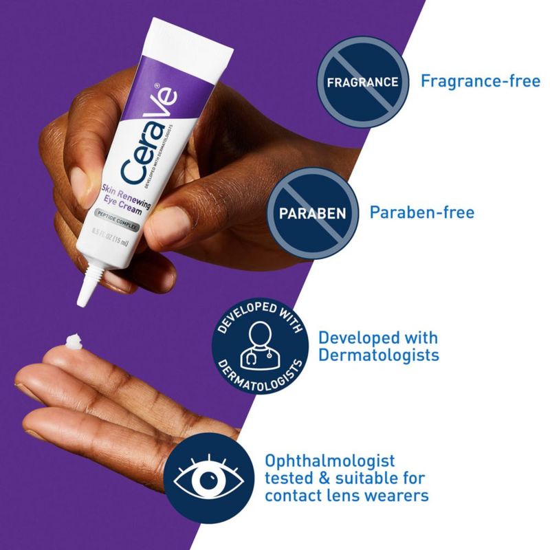 Crema de ojos CeraVe para arrugas con cafeína péptidos 15 ml