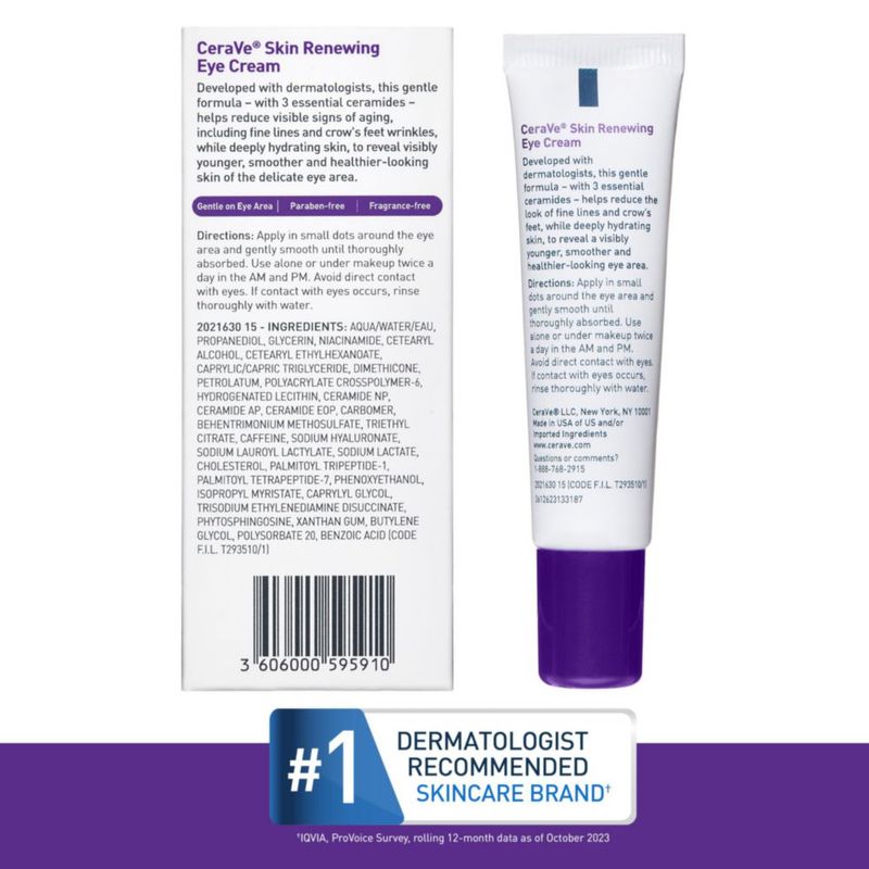Crema de ojos CeraVe para arrugas con cafeína péptidos 15 ml