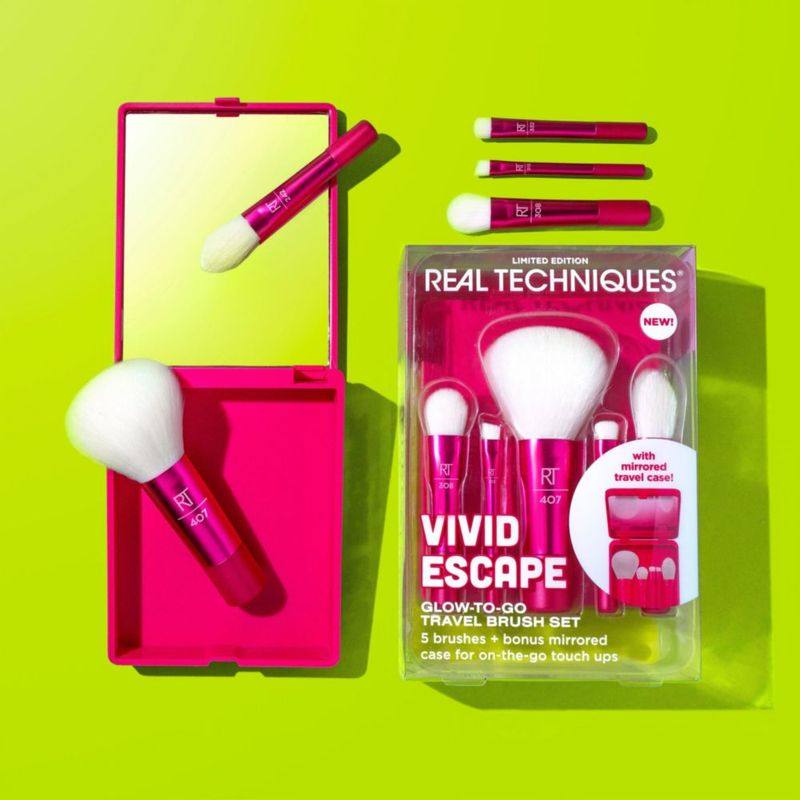 Set de brochas de maquillaje Real Techniques Vivid Escape Glow-To-Go