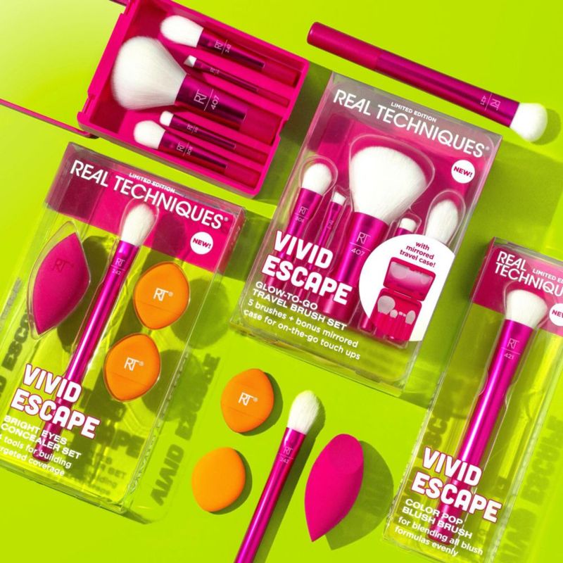 Set de brochas de maquillaje Real Techniques Vivid Escape Glow-To-Go