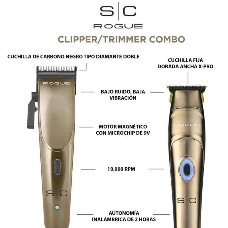 Recortadora De Pelo Combo Rogue Stylecraft Clipper Trimmer Color Metallic Gold