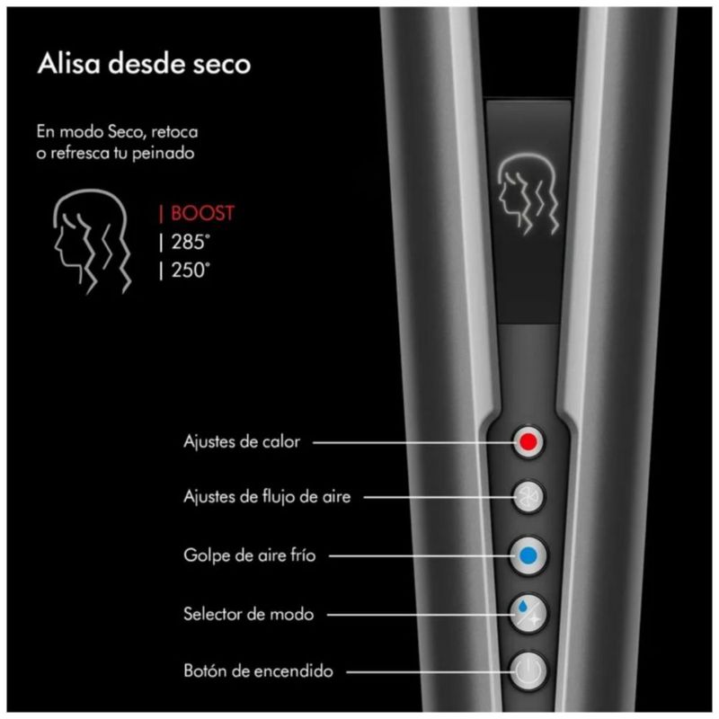 Dyson Airstrait HT01 Alisadora de Cabello Húmedo a Seco con Aire - Plancha de Cabello Sin Placas Calientes Con Tecnología de Flujo de Aire – Plata