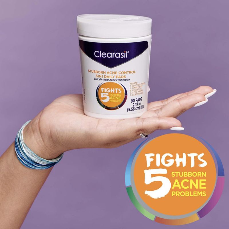 Almohadillas limpiadoras faciales Clearasil Stubborn Acne Control 90 Almohadillas