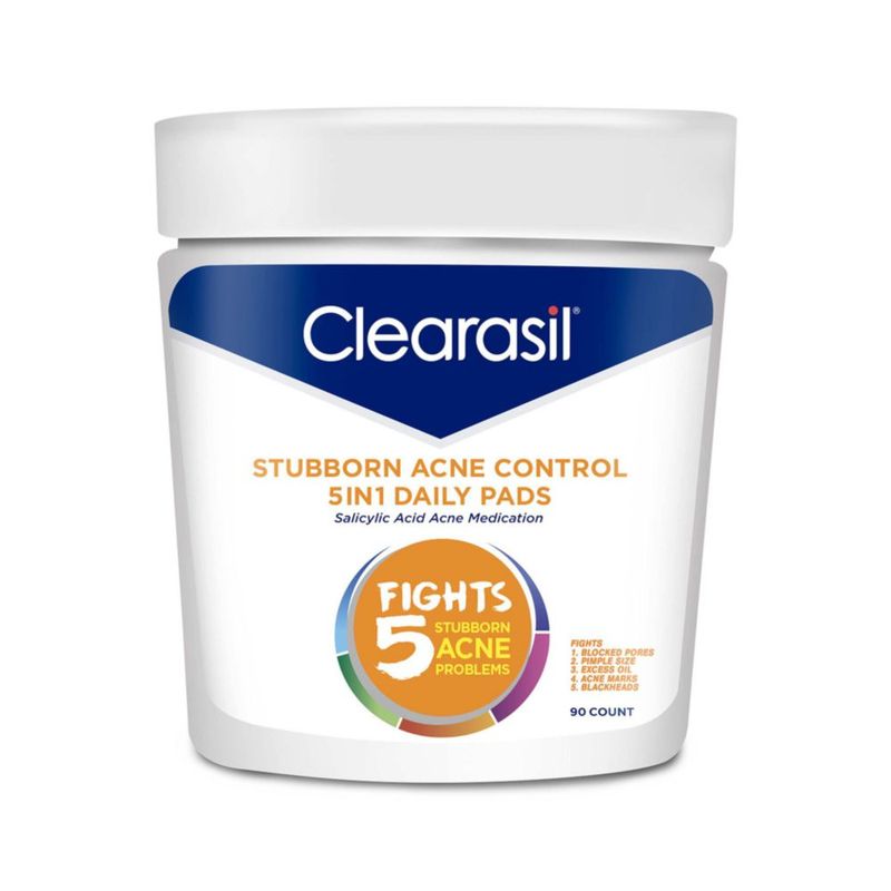 Almohadillas limpiadoras faciales Clearasil Stubborn Acne Control 90 Almohadillas
