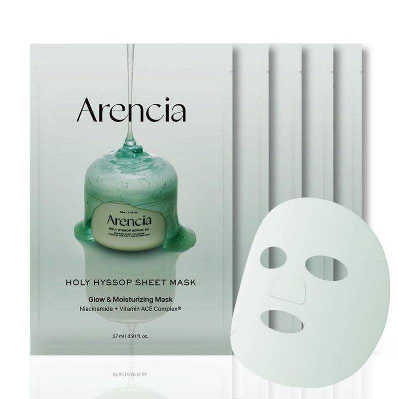 Mascarilla ARENCIA Hyssop Glow con vitamina A C y E paquete de 5