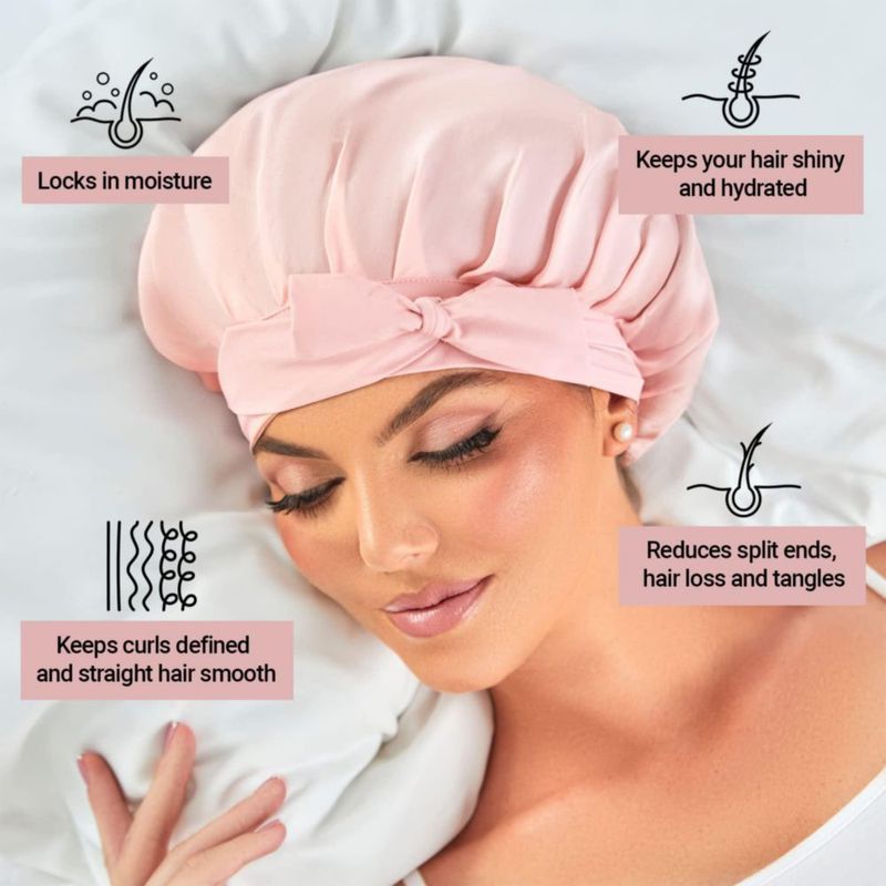 Gorro de seda Golden Star Beauty 100% seda morera rosa
