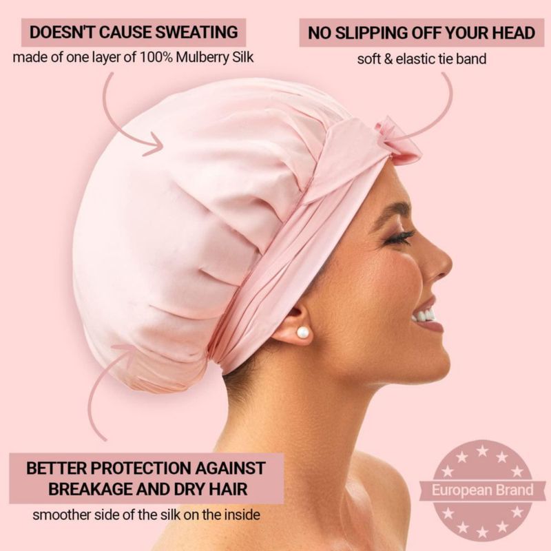Gorro de seda Golden Star Beauty 100% seda morera rosa