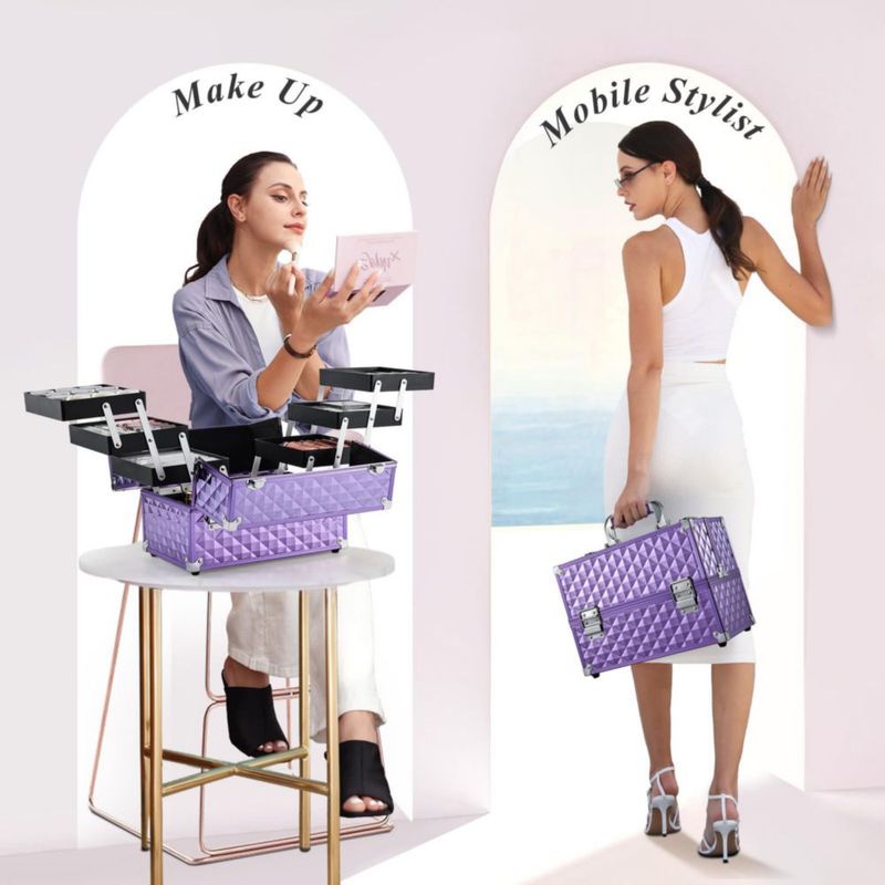 Estuche de maquillaje FRENESSA Frenessa de 6 niveles morado 30 cm