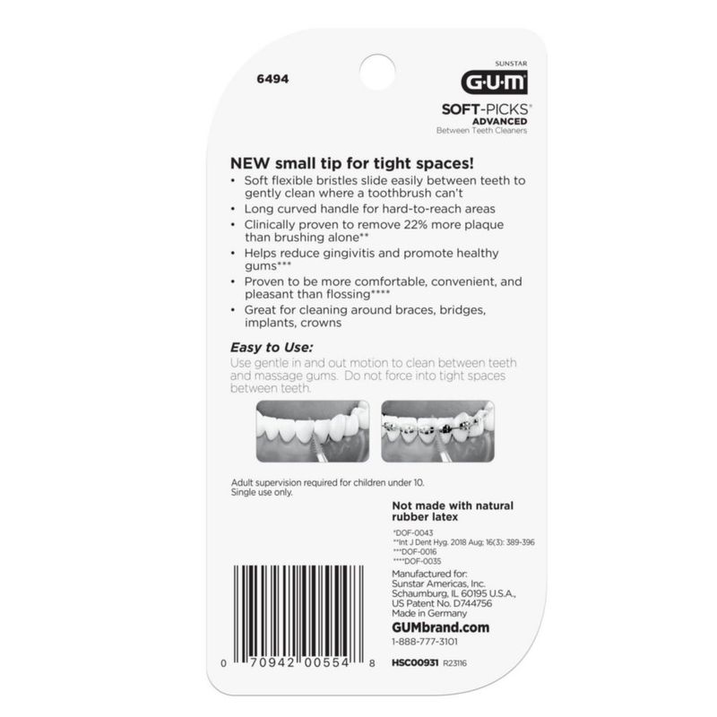 Palillos dentales GUM Soft-Picks Advanced para limpieza de dientes 60 unidades