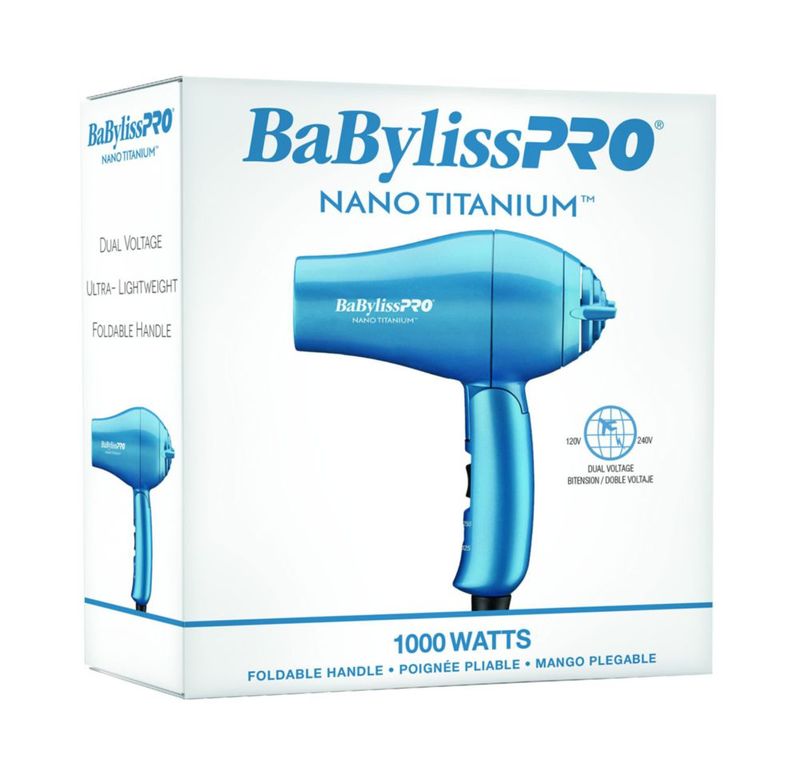 Secador de pelo BabylissPro Nano Titanium Travel 1000W Azul