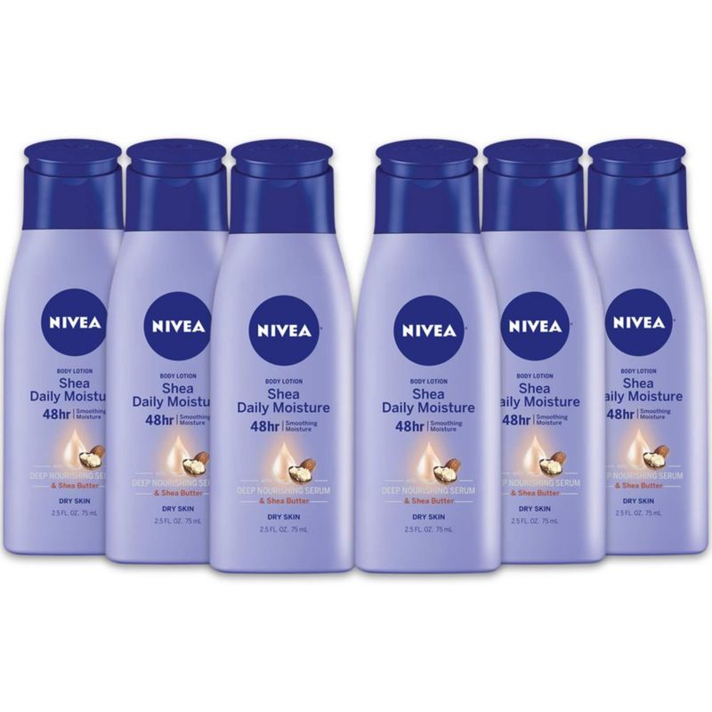 Loción corporal NIVEA Shea Nourish para piel seca 75 ml (paquete de 6)