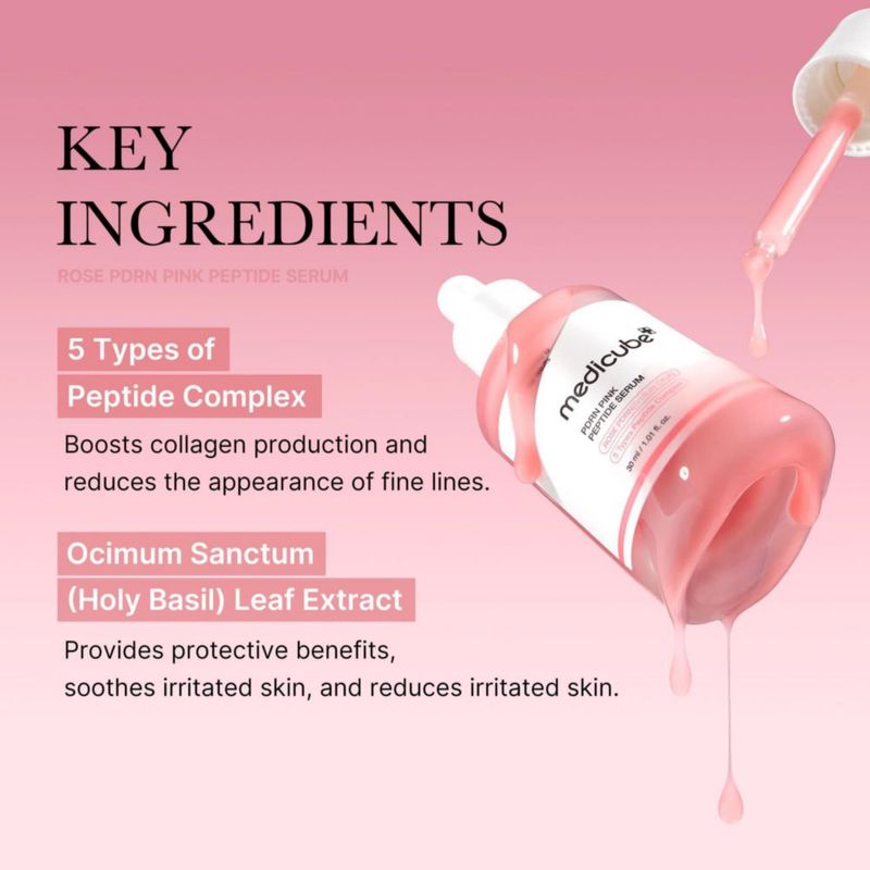 Serum Medicube Rose PDRN PDRN Pink Peptide para el cuidado de la piel vegano 30 ml