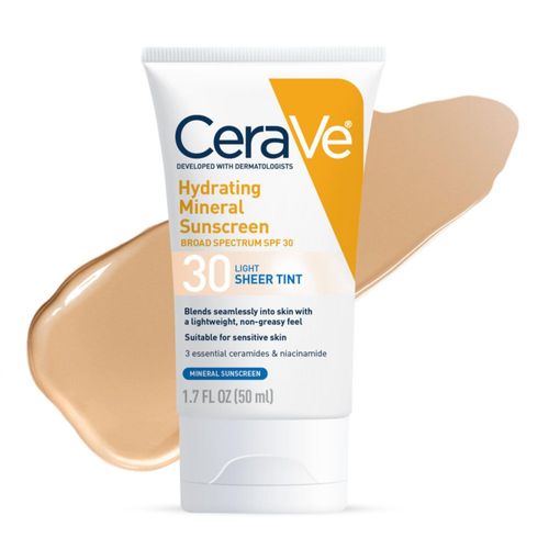 Protector solar mineral CeraVe hidratante SPF 30 tinte transparente 50 ml