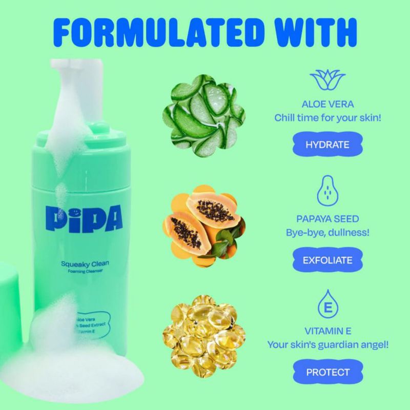 Limpiador espumoso Pipa Skincare Squeaky Clean 100 ml para niños de 8 a 13 años