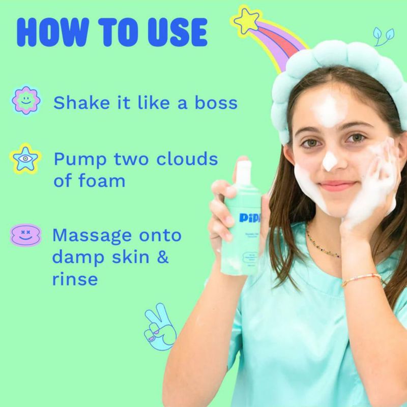 Limpiador espumoso Pipa Skincare Squeaky Clean 100 ml para niños de 8 a 13 años