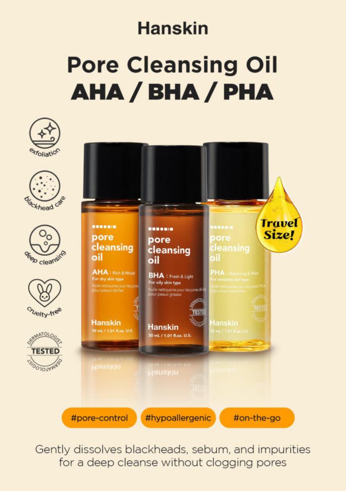Set desmaquillante Hanskin PHA/BHA/AHA aceite limpiador de poros