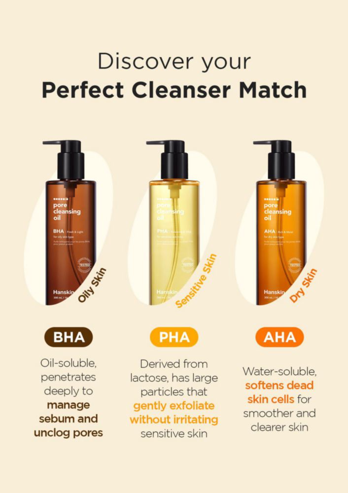 Set desmaquillante Hanskin PHA/BHA/AHA aceite limpiador de poros