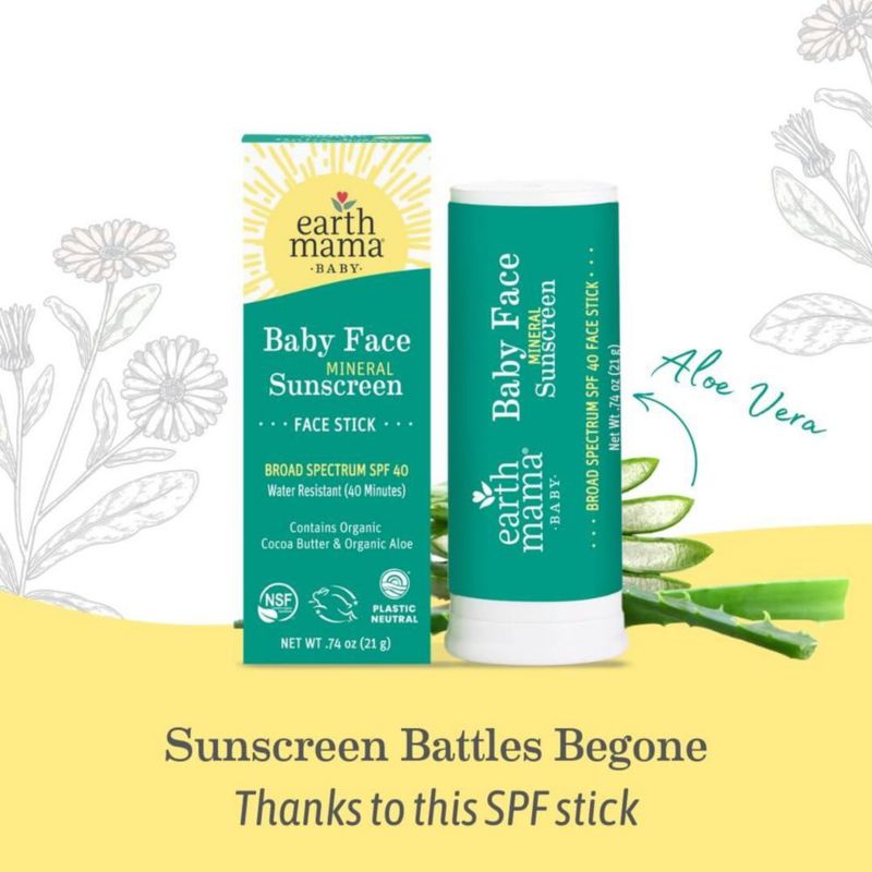 Protector solar en barra Earth Mama Baby Face SPF 40 22 ml