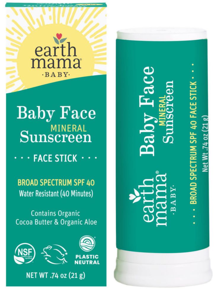 Protector solar en barra Earth Mama Baby Face SPF 40 22 ml