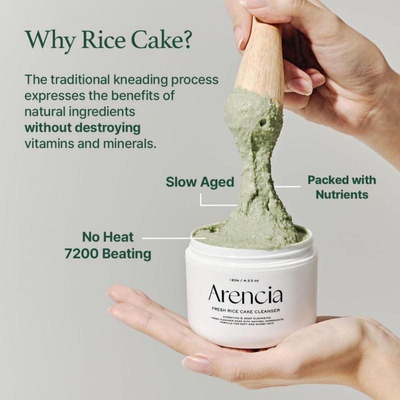 Limpiador facial exfoliante mochi de arroz coreano con arencia agua de arroz y té verde
