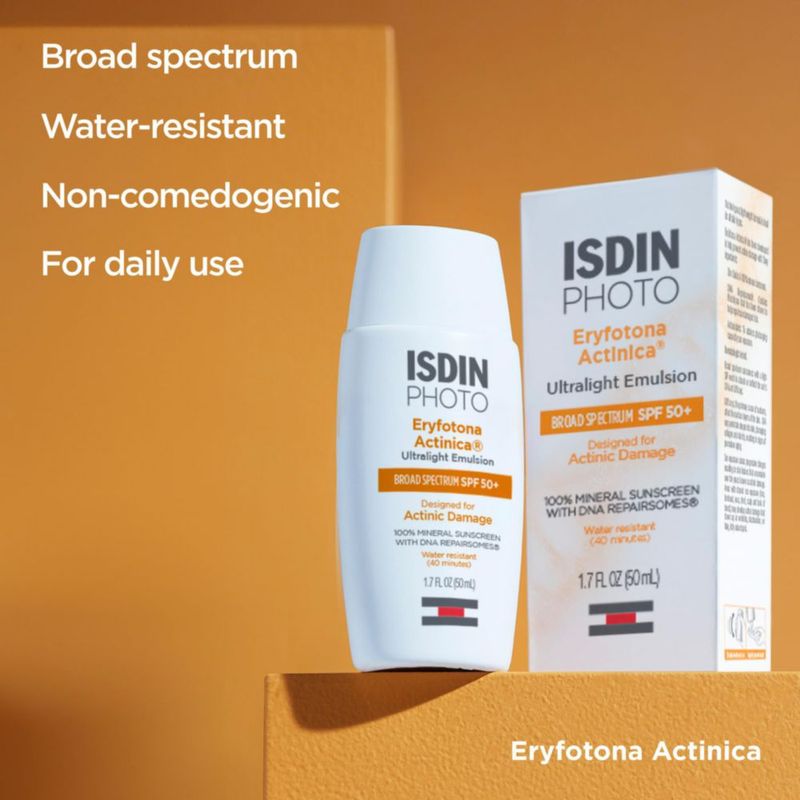 Protector solar ISDIN Eryfotona Actinica SPF 50+ 50 ml tamaño de viaje