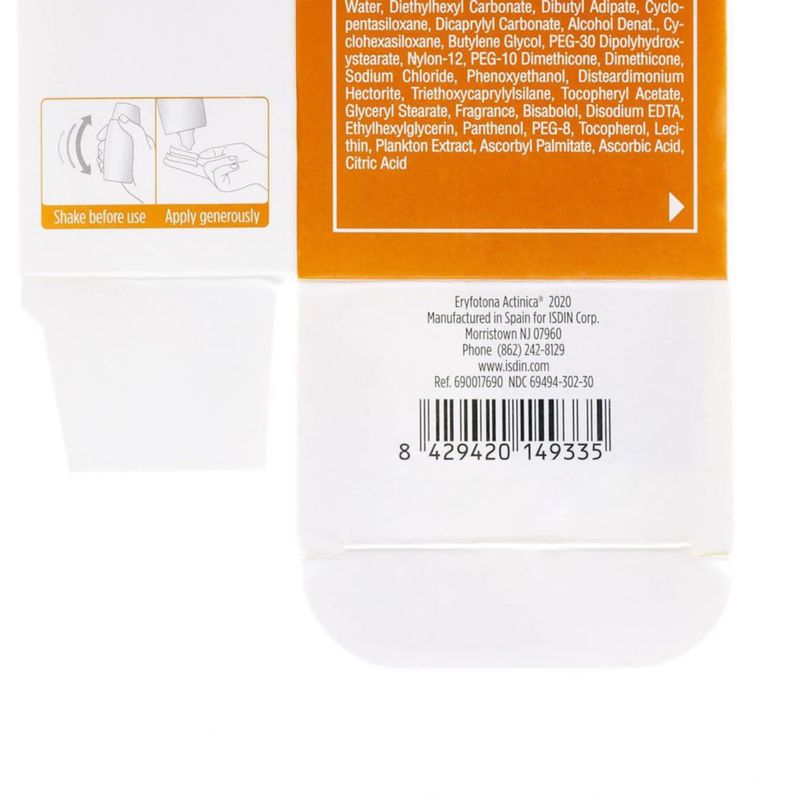Protector solar ISDIN Eryfotona Actinica SPF 50+ 50 ml tamaño de viaje