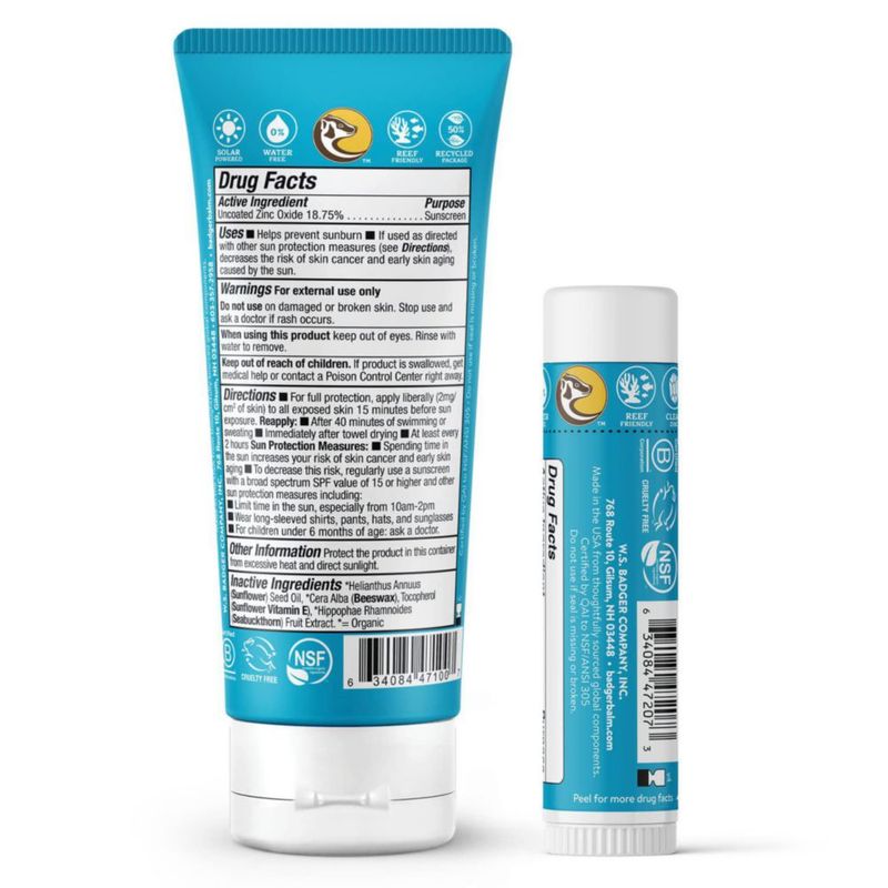 Set de protección solar Badger Mineral SPF 30 Cream y SPF 35 Stick