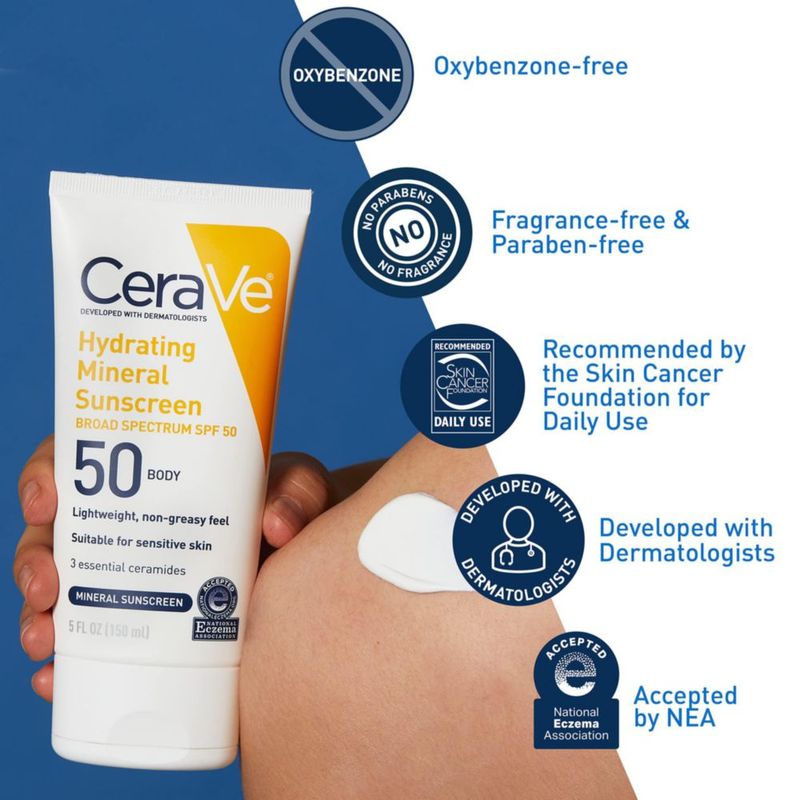 Protector solar CeraVe 100% mineral SPF 50 para cuerpo 150 ml