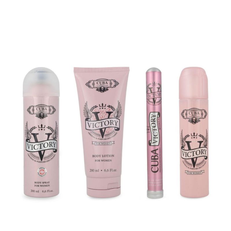Set Cuba Victory 4pzs 100ml Eau de Parfum/ Desodorante 200ml/ Body Lotion 200ml/ 35ml Eau de Parfum