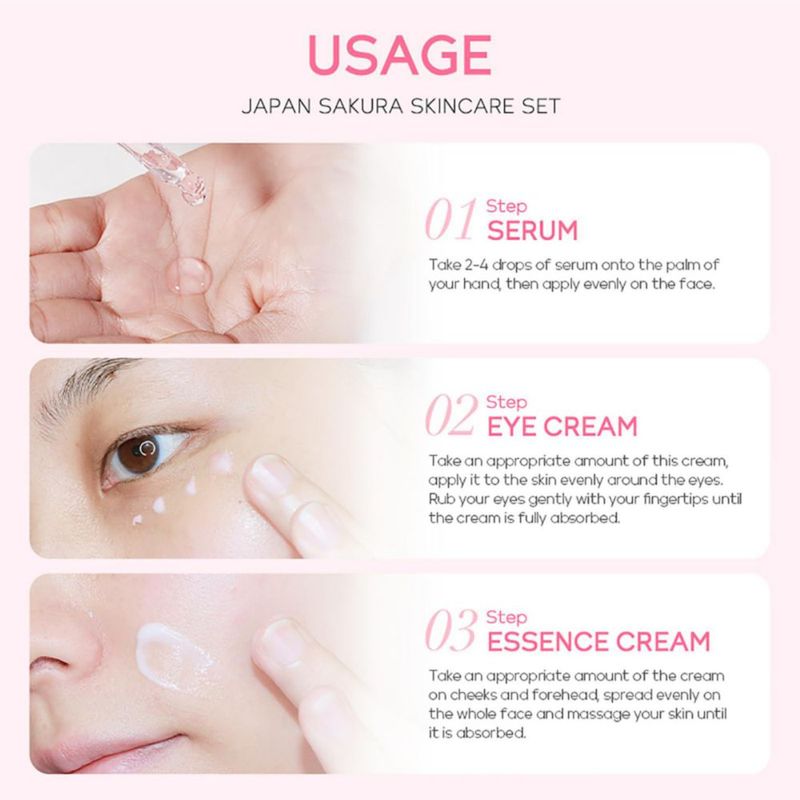 Set para el cuidado de la piel LAIKOU Sakura Japan con sérum crema y crema para ojos