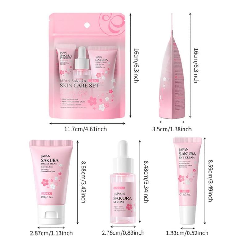 Set para el cuidado de la piel LAIKOU Sakura Japan con sérum crema y crema para ojos