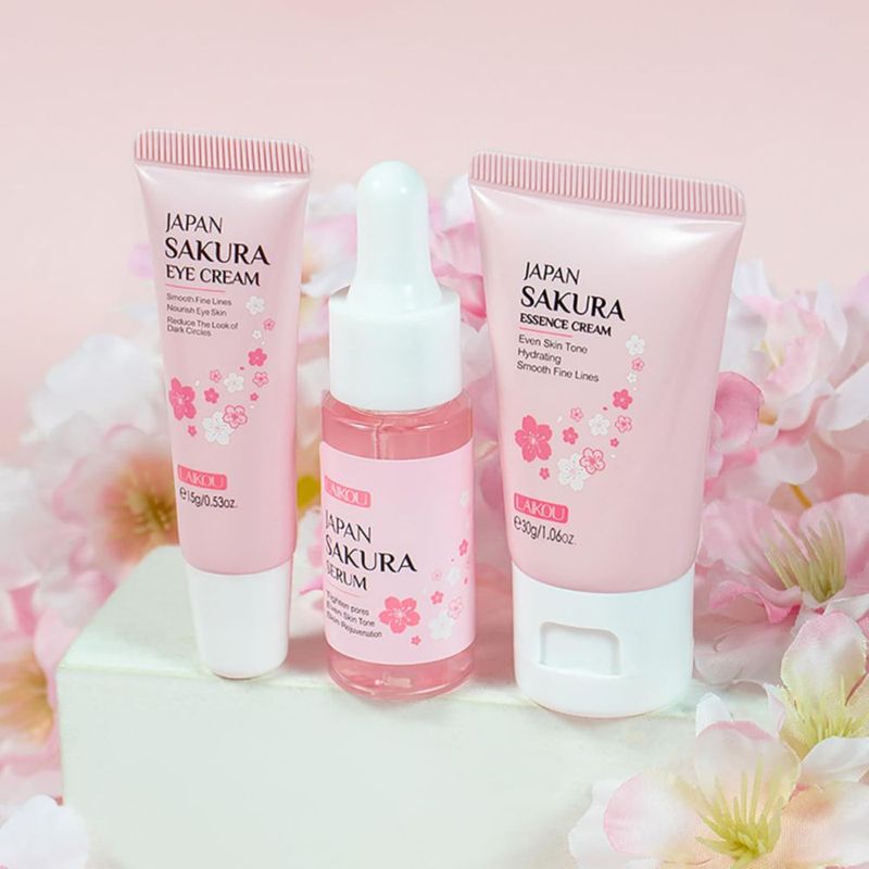 Set para el cuidado de la piel LAIKOU Sakura Japan con sérum crema y crema para ojos