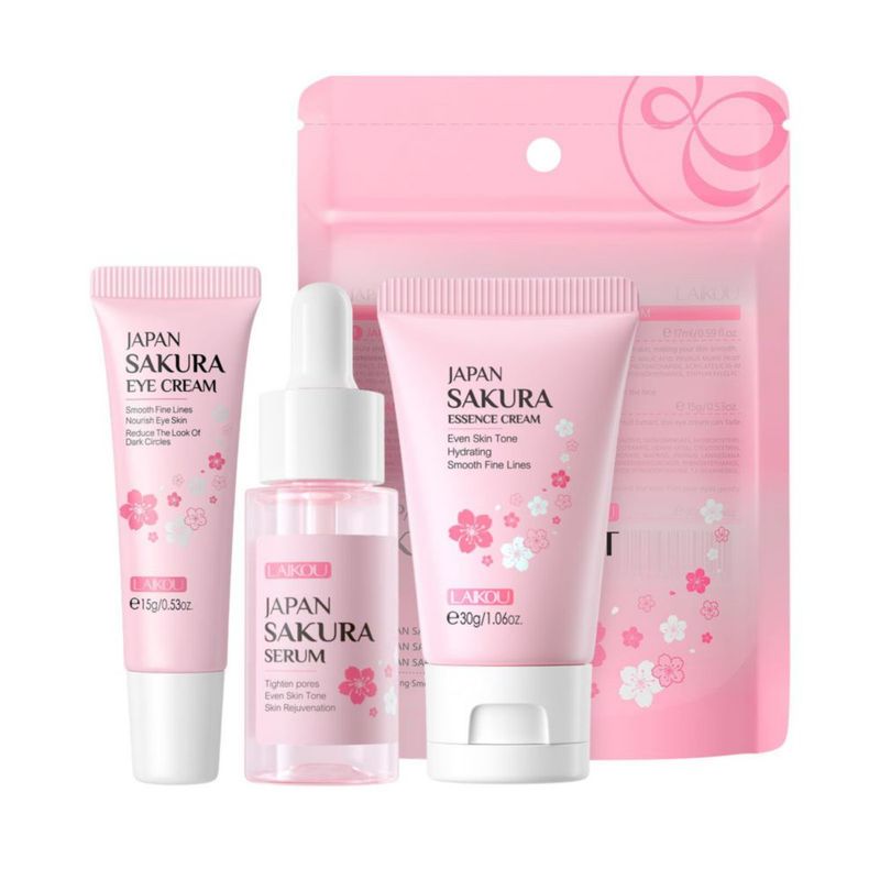 Set para el cuidado de la piel LAIKOU Sakura Japan con sérum crema y crema para ojos