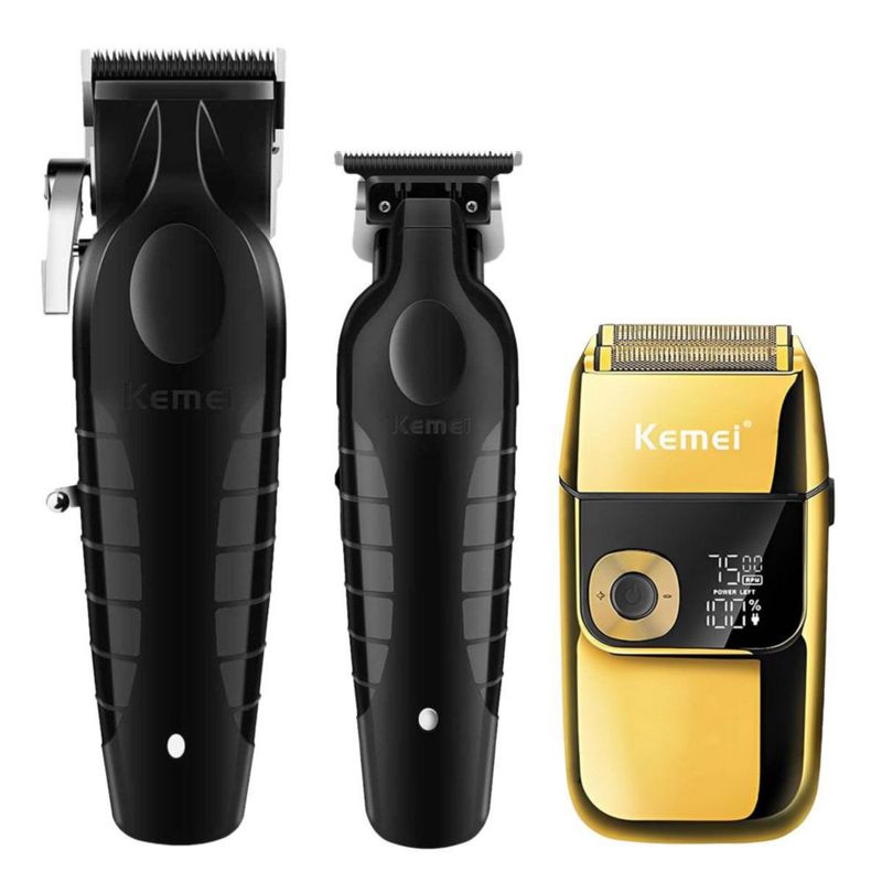 Combo Profesional Kemei Shaver + Trimmer + Clipper
