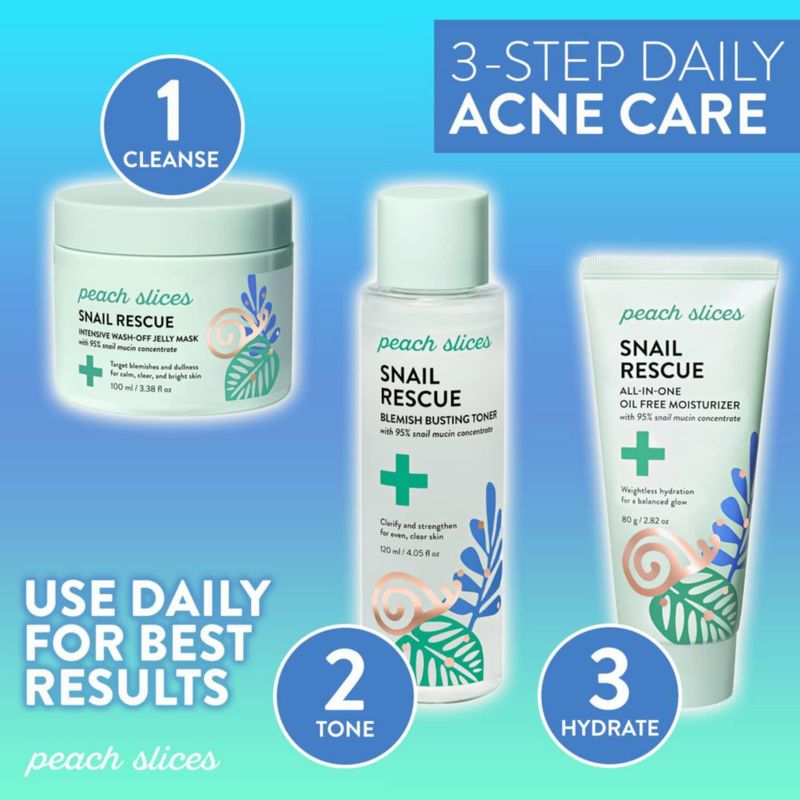 Tonificador Peach Slices Snail Rescue Blemish Busting 120 ml 95% caracol