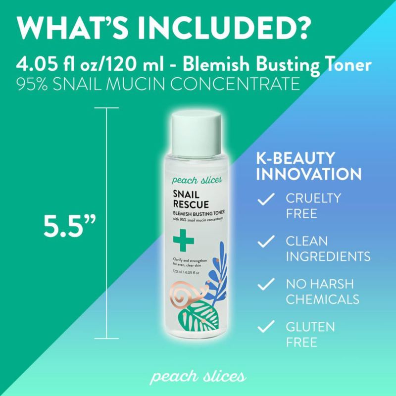 Tonificador Peach Slices Snail Rescue Blemish Busting 120 ml 95% caracol