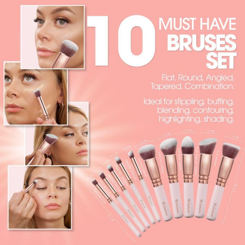 Set de brochas de maquillaje Kabuki Lamora 10 unidades cerdas sintéticas