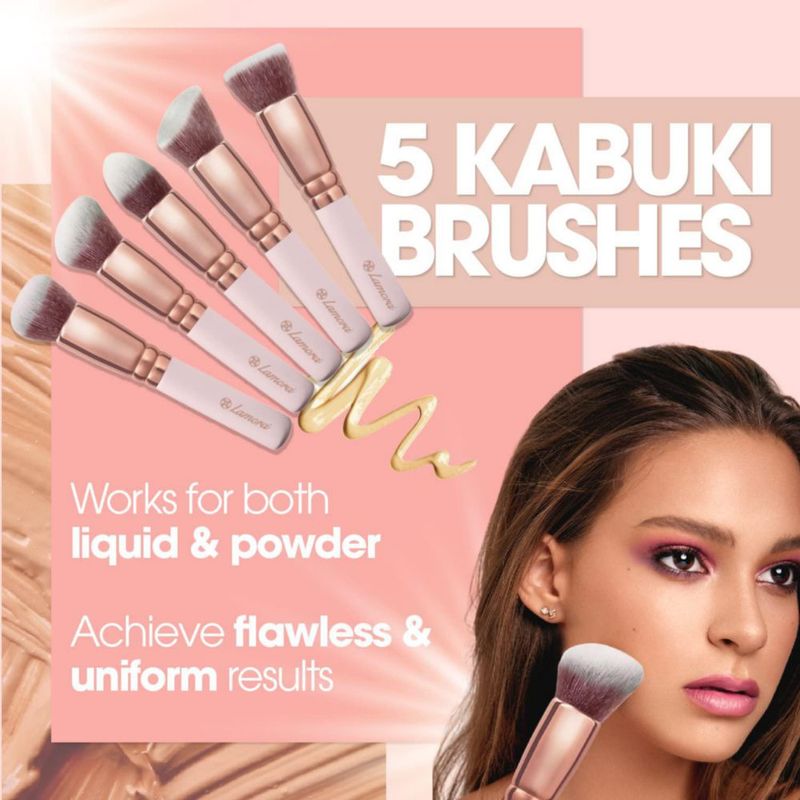 Set de brochas de maquillaje Kabuki Lamora 10 unidades cerdas sintéticas