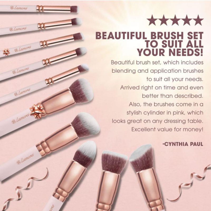 Set de brochas de maquillaje Kabuki Lamora 10 unidades cerdas sintéticas