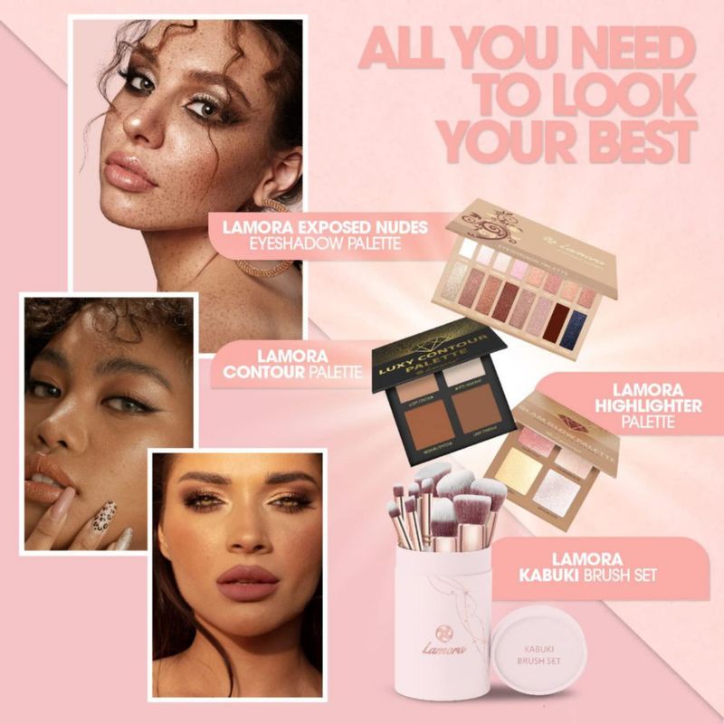 Set de brochas de maquillaje Kabuki Lamora 10 unidades cerdas sintéticas
